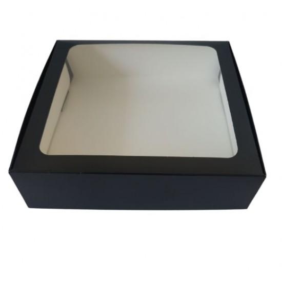 Коробка "Черная" для макаронс, печенья, бижутерии с окошком, 200*200*50 Коробка "Черная" для макаронс, печенья, бижутерии с окошком, 200*200*50