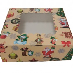 Коробка "Новогодняя" с окошком для пряников, макаронс, эклеров, 150*150*50