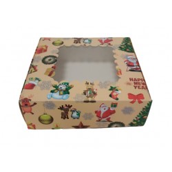 Коробка "Новогодняя" с окошком для пряников, макаронс, эклеров, 150*150*50